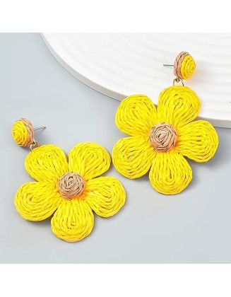 3 Pair Handmade Braid Straw Wicker Summer Beach Raffia Earring