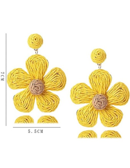 3 Pair Handmade Braid Straw Wicker Summer Beach Raffia Earring