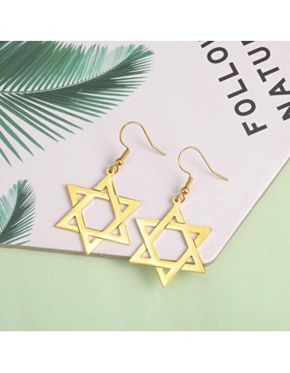 4 Pairs Star Earrings Stainless Steel Dangle Drop Earrings