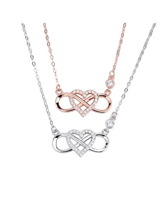 4 PCS 925 Sterling Silver Heart Pendant Neckalces