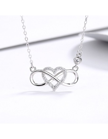 4 PCS 925 Sterling Silver Heart Pendant Neckalces
