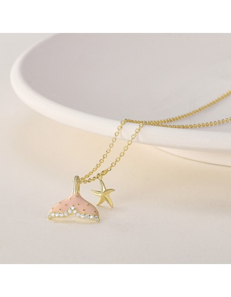 4 PCS Colorful Fish Tail Starfish Necklace