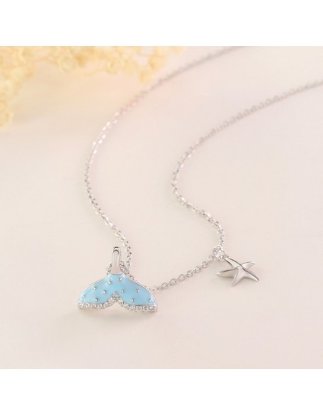 4 PCS Colorful Fish Tail Starfish Necklace