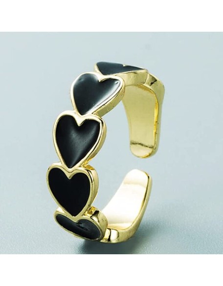 3 Piece Heart Ring Adjustable Love Heart Open Band Ring