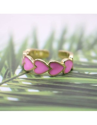 3 Piece Heart Ring Adjustable Love Heart Open Band Ring