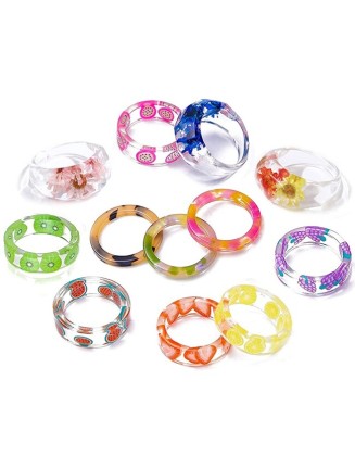 20PCS Colorful Resin Rings Acrylic Chunky Rings for Women