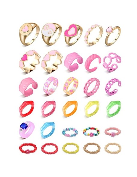 30 Pieces Chunky Rings Stackable Open Resin Acrylic Rings for Women