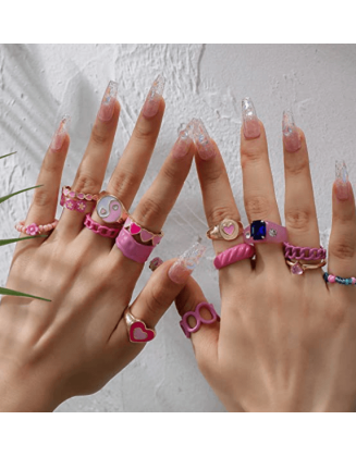30 Pieces Chunky Rings Stackable Open Resin Acrylic Rings for Women