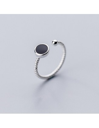 6 pcs Fashion Personality Black Rings Index Finger 925 Sterling Silver Ring
